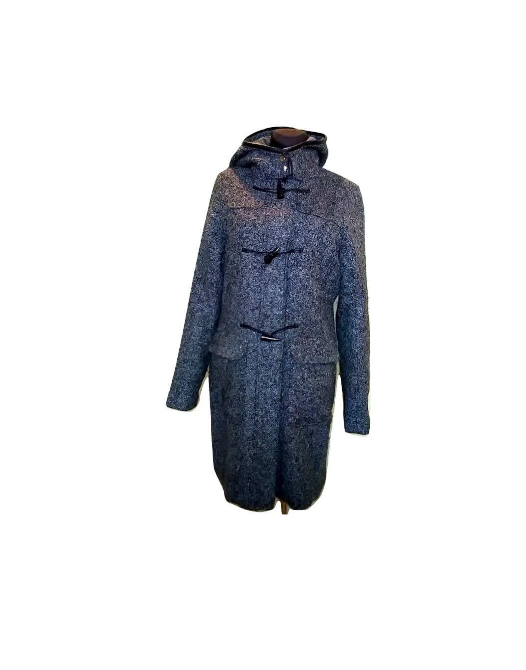 Moteriškas ilgas pilkas paltas su kapišonu, ETAGE, 40 dydis