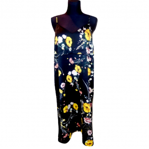 Juoda gėlėta suknelė su petnešėlėmis M&S, 46-dydis, 100% sintetika